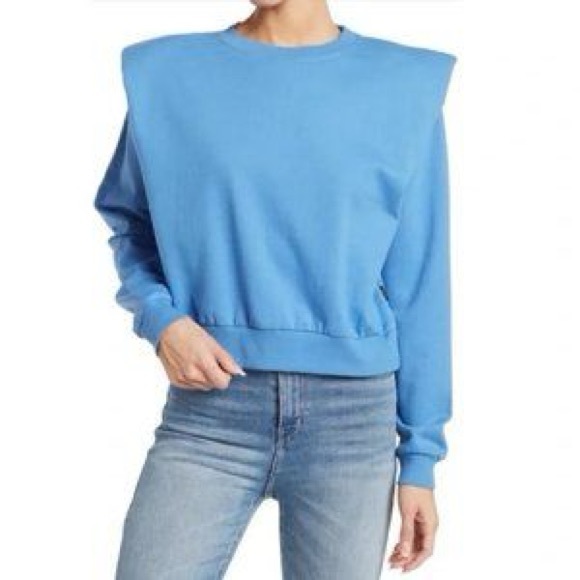 Buffalo David Bitton NWT size medium Indiana Padded Shoulder Sweatshirt blue - Picture 4 of 9